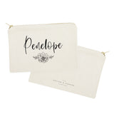 Personalized Name Modern Floral Cosmetic Bag and Travel Make Up Pouch - The Cotton and Canvas Co.