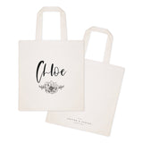 Personalized Name Modern Floral Cotton Canvas Tote Bag - The Cotton and Canvas Co.