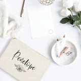 Personalized Name Modern Floral Cosmetic Bag and Travel Make Up Pouch - The Cotton and Canvas Co.