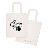 Personalized Name Pumpkin Cotton Canvas Tote Bag - The Cotton and Canvas Co.