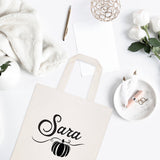 Personalized Name Pumpkin Cotton Canvas Tote Bag - The Cotton and Canvas Co.