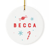 Personalized Name with Candy and Snowflakes Christmas Ornament - The Cotton and Canvas Co.