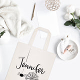 Personalized Name Spider Cotton Canvas Tote Bag - The Cotton and Canvas Co.