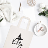 Personalized Name Witch Cotton Canvas Tote Bag - The Cotton and Canvas Co.