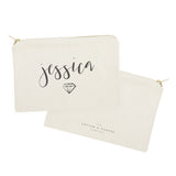 Personalized Name with Diamond Cosmetic Bag and Travel Make Up Pouch - The Cotton and Canvas Co.