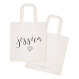 Personalized Name with Diamond Cotton Canvas Tote Bag - The Cotton and Canvas Co.