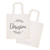 Personalized Name with Vine Cotton Canvas Tote Bag - The Cotton and Canvas Co.