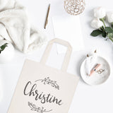 Personalized Name with Vine Cotton Canvas Tote Bag - The Cotton and Canvas Co.