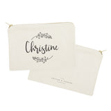 Personalized Name with Vine Cosmetic Bag and Travel Make Up Pouch - The Cotton and Canvas Co.