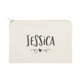 Personalized Name with Mini Heart Cosmetic Bag and Travel Make Up Pouch - The Cotton and Canvas Co.