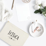 Personalized Name with Mini Heart Cosmetic Bag and Travel Make Up Pouch - The Cotton and Canvas Co.