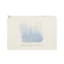 Philadelphia Cityscape Cotton Canvas Cosmetic Bag - The Cotton and Canvas Co.
