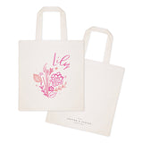 Personalized Name Pink Floral Cotton Canvas Tote Bag - The Cotton and Canvas Co.