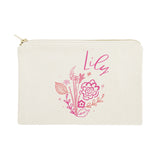 Personalized Name Pink Floral Cosmetic Bag and Travel Make Up Pouch - The Cotton and Canvas Co.