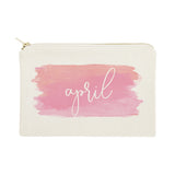 Personalized Name Pink Watercolor Cosmetic Bag and Travel Make Up Pouch - The Cotton and Canvas Co.