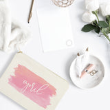 Personalized Name Pink Watercolor Cosmetic Bag and Travel Make Up Pouch - The Cotton and Canvas Co.