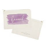 Personalized Name Purple Watercolor Cosmetic Bag and Travel Make Up Pouch - The Cotton and Canvas Co.