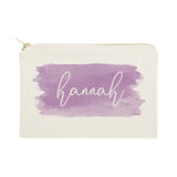 Personalized Name Purple Watercolor Cosmetic Bag and Travel Make Up Pouch - The Cotton and Canvas Co.