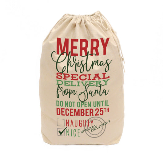 Merry Christmas Cotton Canvas Santa Sack - The Cotton and Canvas Co.
