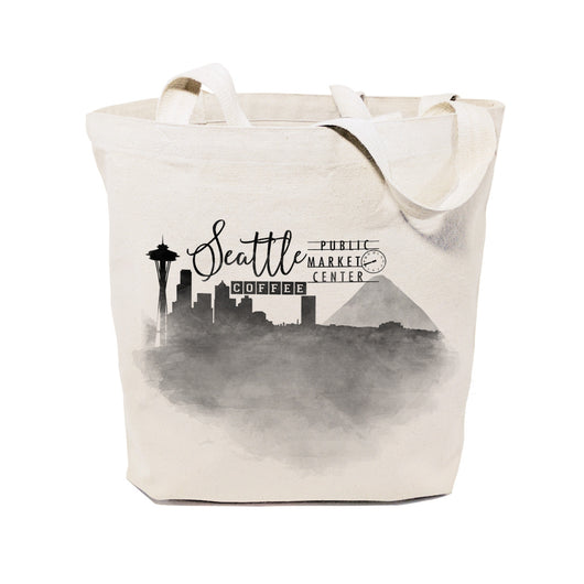 Seattle Cityscape Cotton Canvas Tote Bag - The Cotton and Canvas Co.