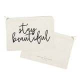 Stay Beautiful Cotton Canvas Cosmetic Bag - The Cotton and Canvas Co.