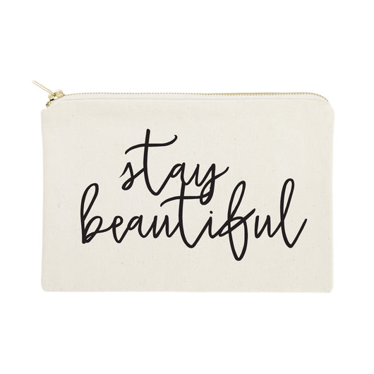 Stay Beautiful Cotton Canvas Cosmetic Bag - The Cotton and Canvas Co.