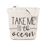 Take Me to the Ocean Cotton Canvas Tote Bag - The Cotton and Canvas Co.