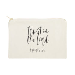 Trust in the Lord, Proverbs 3:5 Cotton Canvas Cosmetic Bag - The Cotton and Canvas Co.