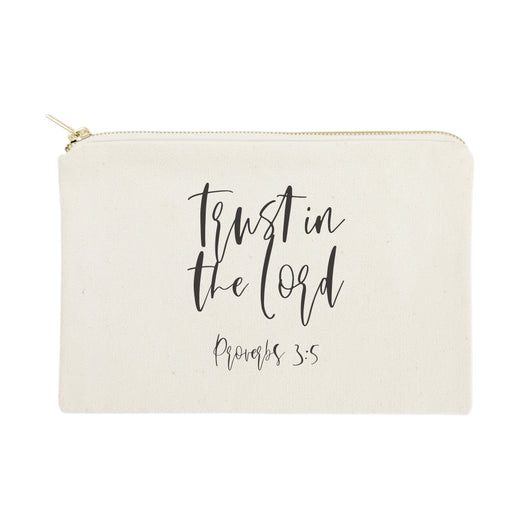 Trust in the Lord, Proverbs 3:5 Cotton Canvas Cosmetic Bag - The Cotton and Canvas Co.