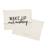 Wake Up and Makeup Cotton Canvas Cosmetic Bag - The Cotton and Canvas Co.