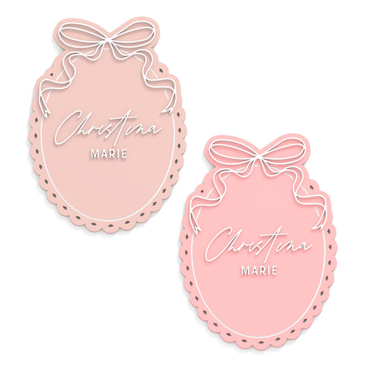 Personalized Name Bow Birth Milestone Card
