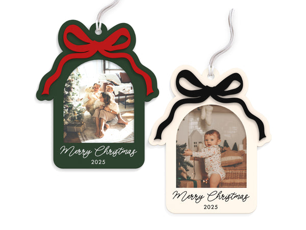 The Cotton & Canvas Co. Acrylic Bow Photo Frame Christmas Ornament