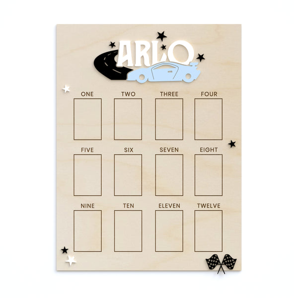 The Cotton and Canvas Co. Personalized Monthly Board Fast One Photo Board