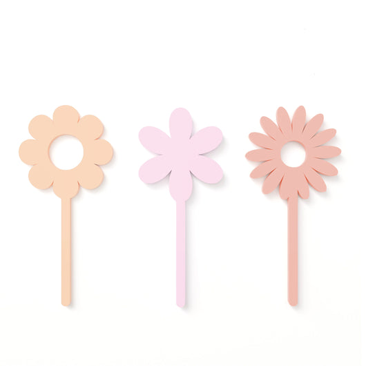 Pastel Daisy Acrylic Cupcake Toppers, Pack of 12