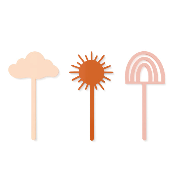 The Cotton and Canvas Co. Here Comes the Sun Acrylic Cupcake Toppers, Set of 12
