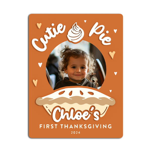 The Cotton & Canvas Co. Personalized Cutie Pie Thanksgiving Fridge Photo Magnet Frame