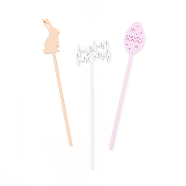 The Cotton and Canvas Co. Easter Party Drink Stirrers, Set of 12