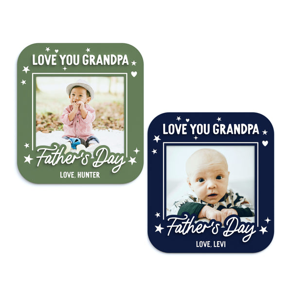 The Cotton & Canvas Co. Love You Grandpa Personalized Father's Day Photo Magnet Frame