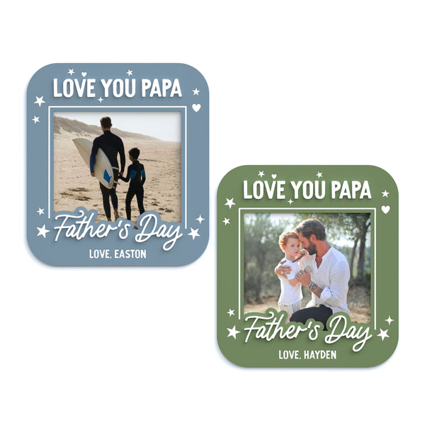 The Cotton & Canvas Co. Love You Papa Personalized Father's Day Photo Fridge Magnet Frame
