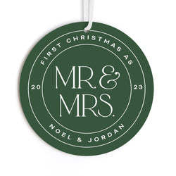 Personalized First Christmas as Mr. & Mrs. and Year Acrylic Modern Ornament