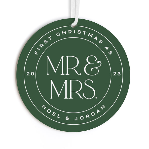 The Cotton & Canvas Co. Personalized First Christmas as Mr. & Mrs. and Year Acrylic Modern Ornament