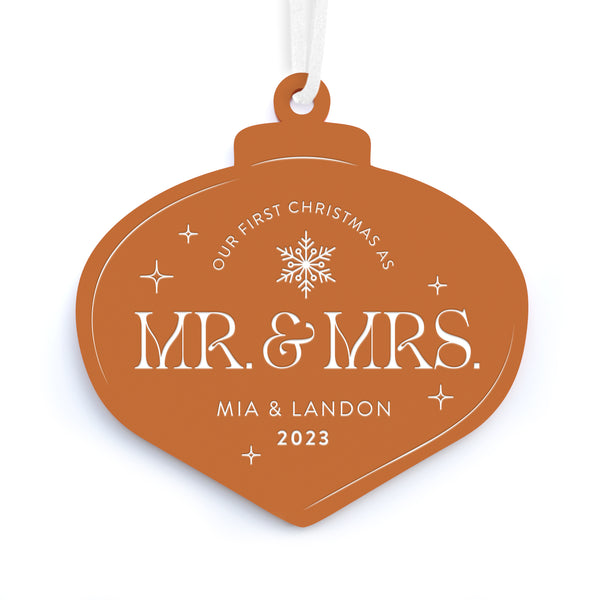 The Cotton & Canvas Co. Personalized Our First Christmas as Mr. & Mrs. Acrylic Ornament
