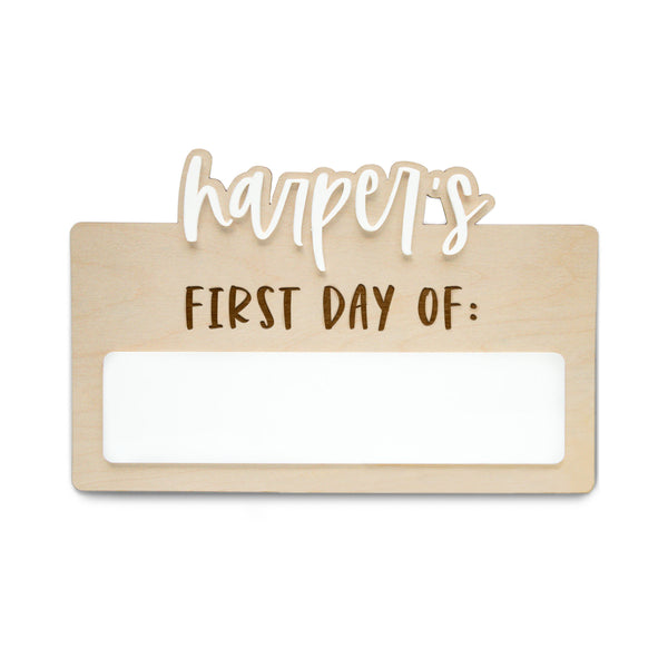 The Cotton and Canvas Co. Personalized Name First Day Board Sign