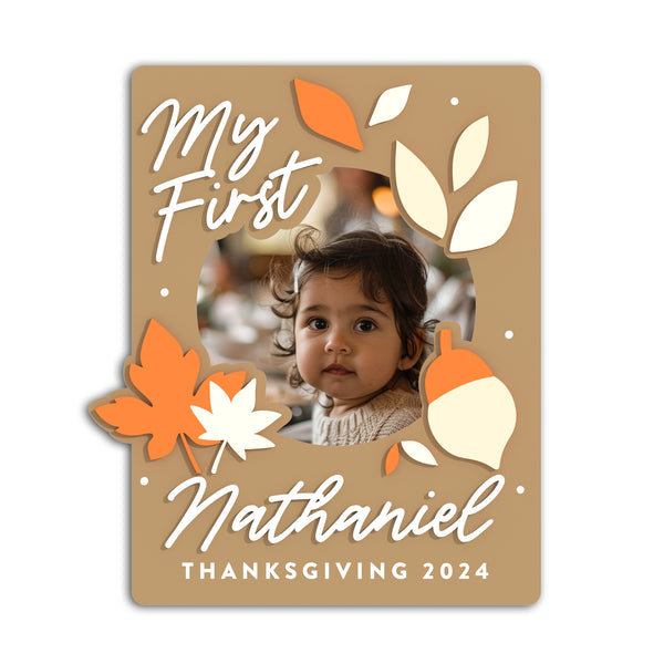 The Cotton & Canvas Co. Personalized My First Thanksgiving Fridge Photo Magnet Frame