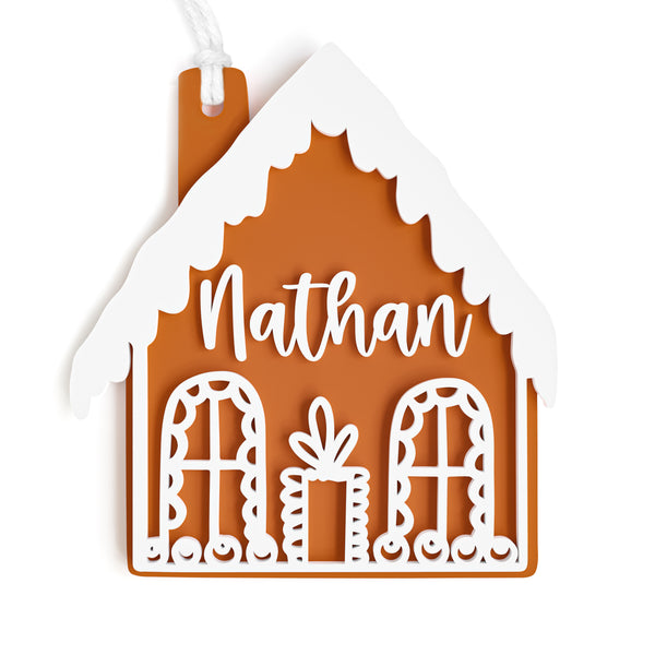 The Cotton & Canvas Co. Personalized Gingerbread House Acrylic Gift Tag