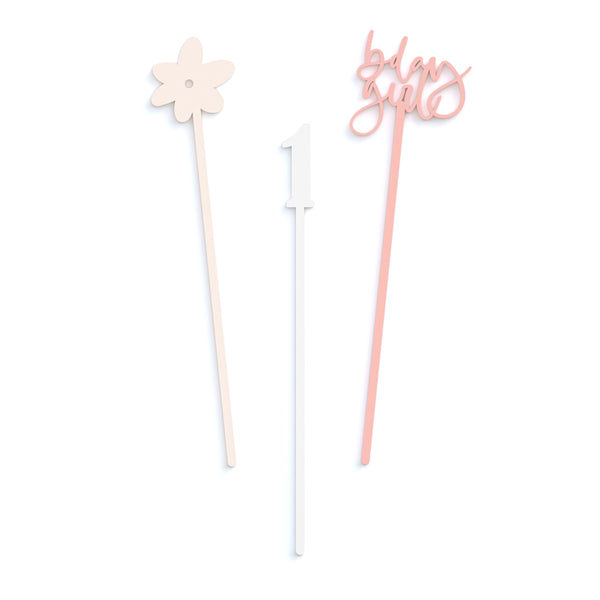 The Cotton and Canvas Co. Girl's First Birthday Drink Stirrers