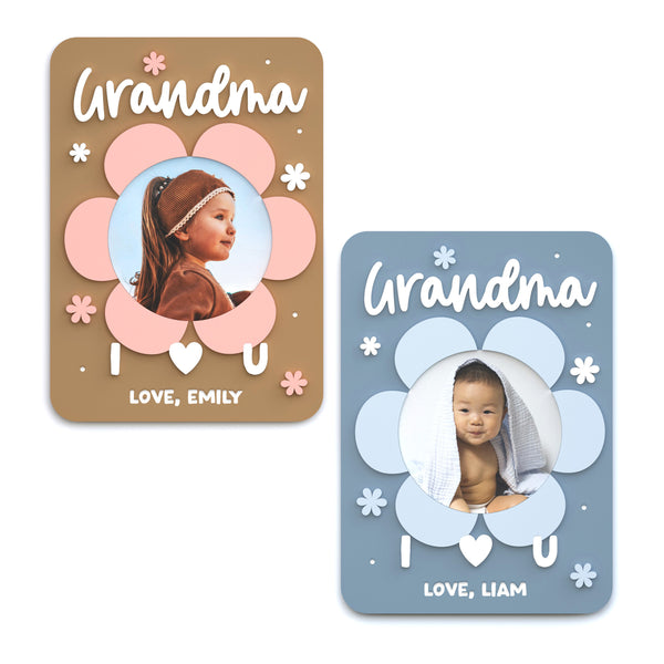 The Cotton & Canvas Co. Personalized Name Grandma I Love you Fridge Photo Magnet Frame