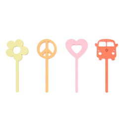 Groovy Retro Acrylic Cupcake Toppers, Pack of 12