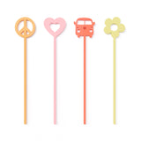 Groovy Retro Acrylic Drink Stirrers, Pack of 12