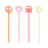 Groovy Retro Acrylic Drink Stirrers, Pack of 12